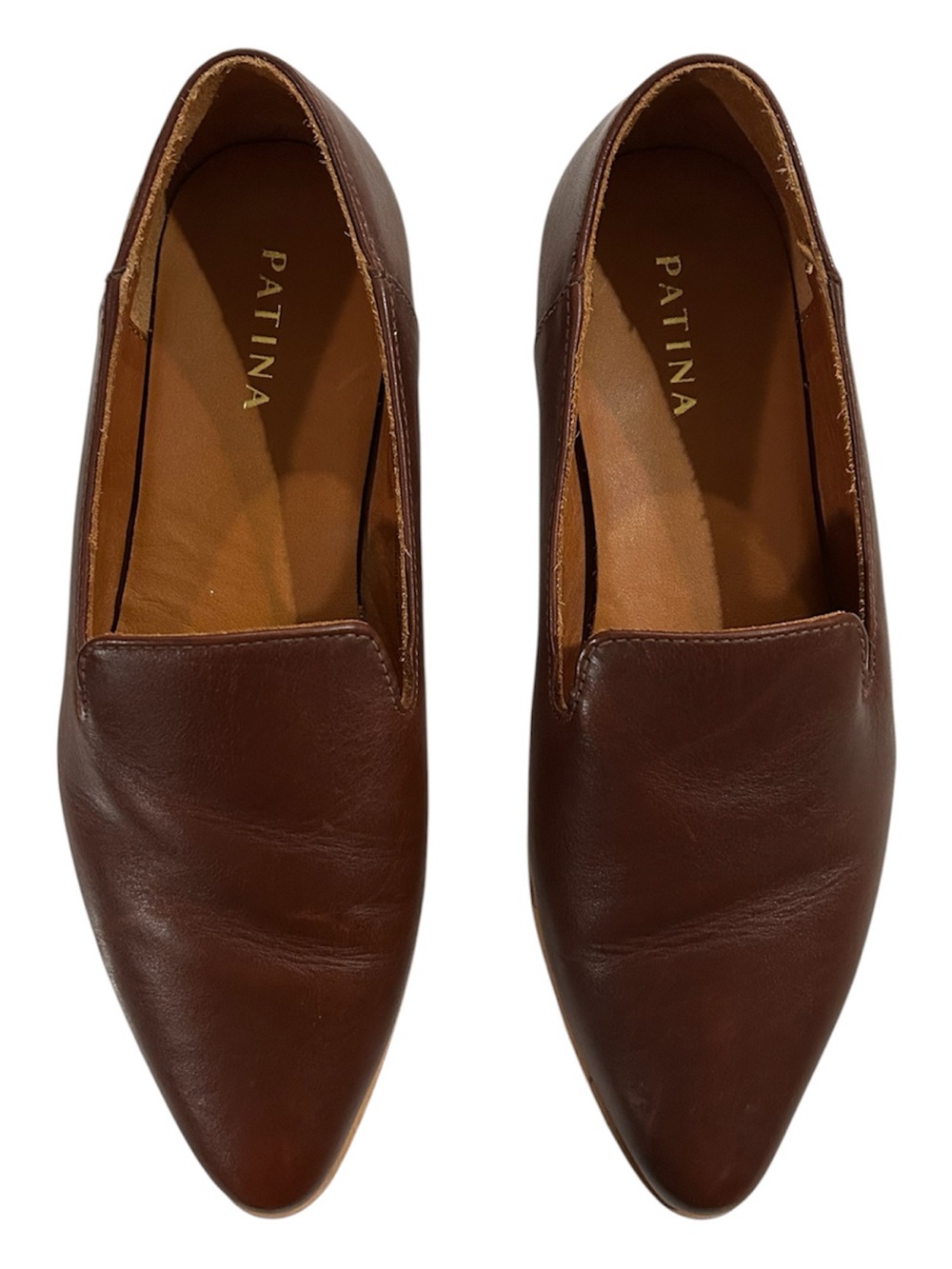 PORTLAND LEATHER Patina Brown Pointed Toe Slip On Loafers Size 7 1/2